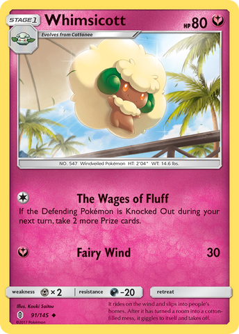 Whimsicott (91/145) [Sun & Moon: Guardians Rising] Reverse Holofoil