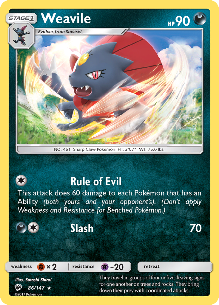 Weavile (86/147) [Sun & Moon: Burning Shadows] Reverse Holofoil