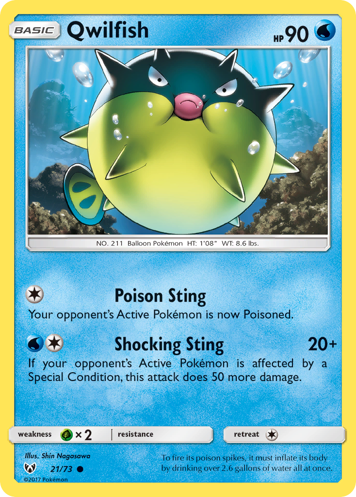 Qwilfish (21/73) [Sun & Moon: Shining Legends] Reverse Holofoil