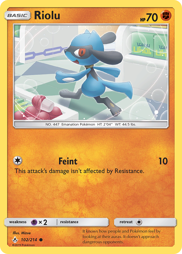 Riolu (102/214) [Sun & Moon: Unbroken Bonds] Reverse Holofoil