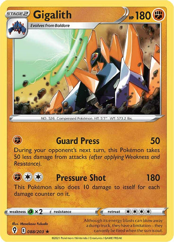 Gigalith (088/203) [Sword & Shield: Evolving Skies] Reverse Holofoil