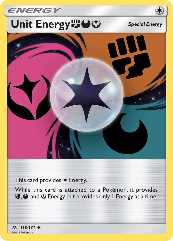 Unit Energy (118/131) (Fighting, Darkness, Fairy) [Sun & Moon: Forbidden Light] Reverse Holofoil