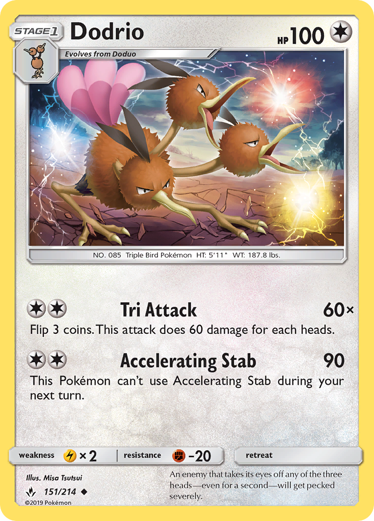Dodrio (151/214) [Sun & Moon: Unbroken Bonds] Reverse Holofoil