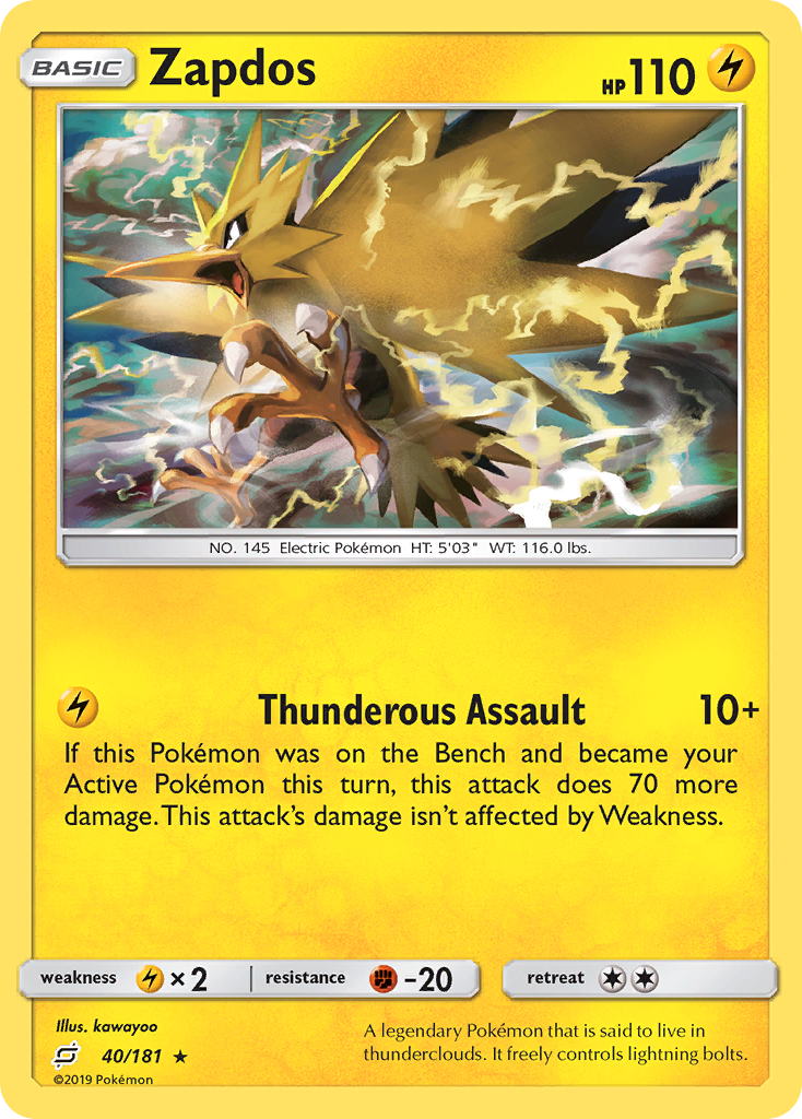 Zapdos (40/181) [Sun & Moon: Team Up] Reverse Holofoil