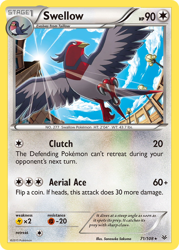 Swellow (71/108) [XY: Roaring Skies] Reverse Holofoil