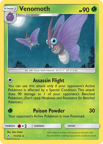 Venomoth (11/214) [Sun & Moon: Unbroken Bonds] Reverse Holofoil