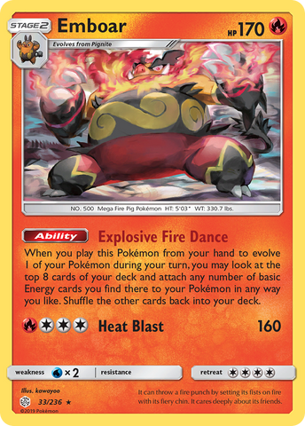 Emboar (33/236) [Sun & Moon: Cosmic Eclipse] Reverse Holofoil