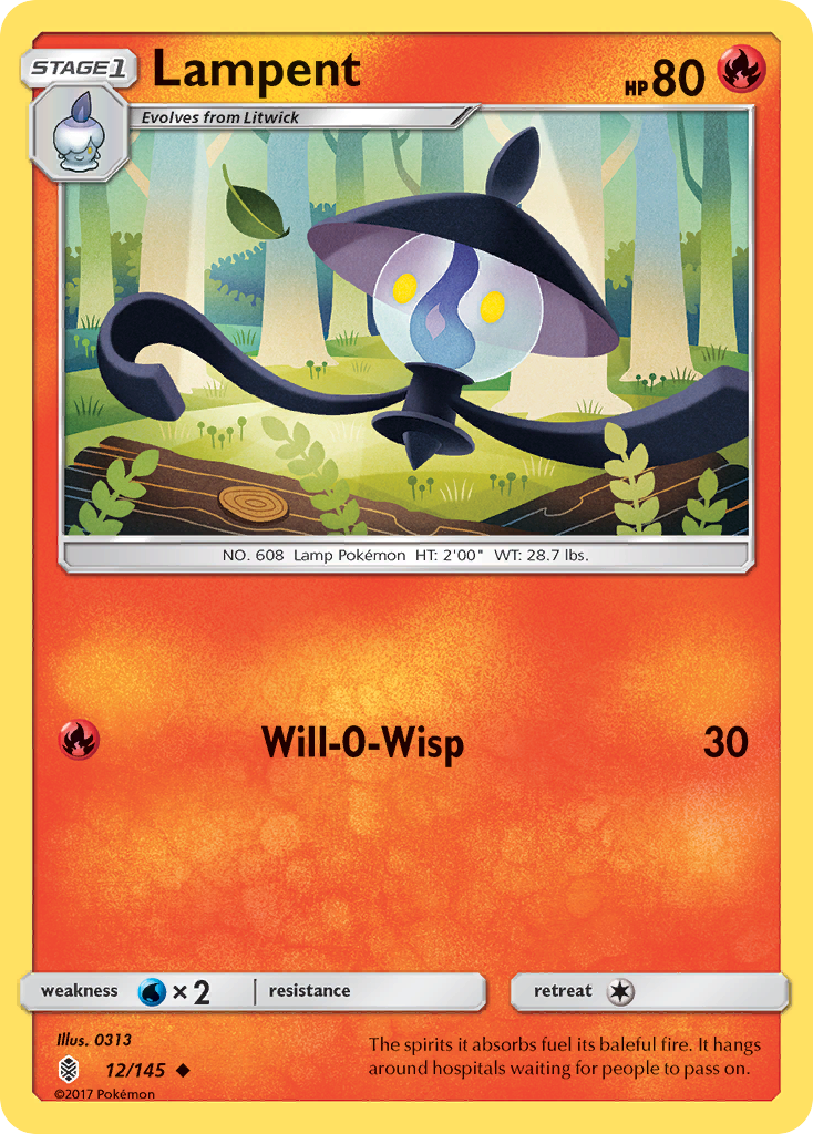 Lampent (12/145) [Sun & Moon: Guardians Rising] Reverse Holofoil