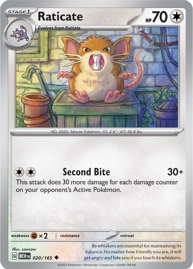 Raticate (020/165) [Scarlet & Violet 151] Reverse Holofoil
