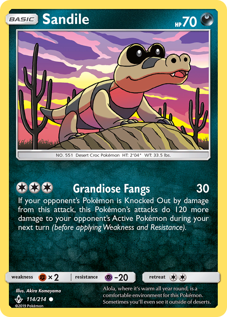 Sandile (114/214) [Sun & Moon: Unbroken Bonds] Reverse Holofoil