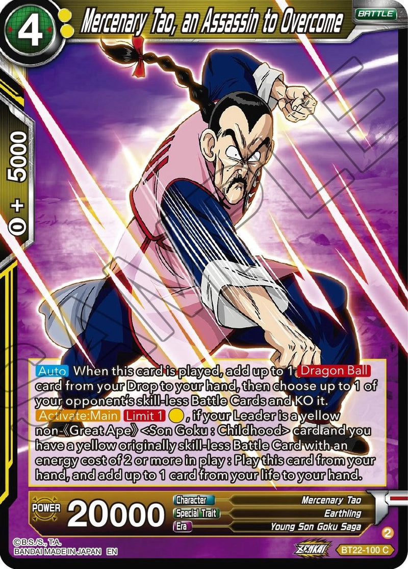 Mercenary Tao, an Assassin to Overcome (BT22-100) [Critical Blow] Parallel Foil