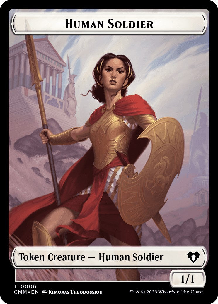 Human Soldier // Dragon (0021) Double-Sided Token [Commander Masters Tokens] Foil