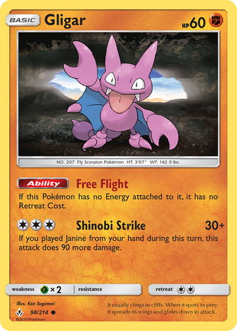 Gligar (98/214) [Sun & Moon: Unbroken Bonds] Reverse Holofoil