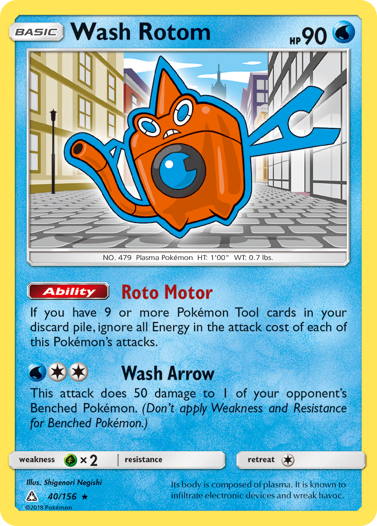 Wash Rotom (40/156) [Sun & Moon: Ultra Prism] Reverse Holofoil