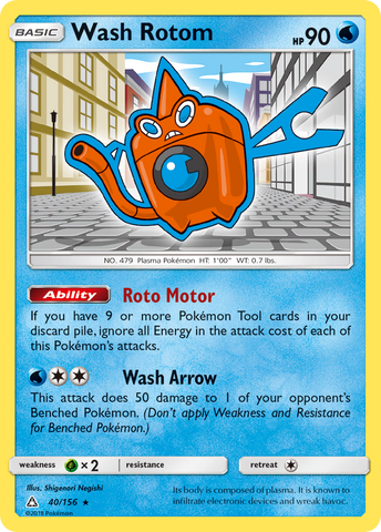 Wash Rotom (40/156) [Sun & Moon: Ultra Prism] Reverse Holofoil