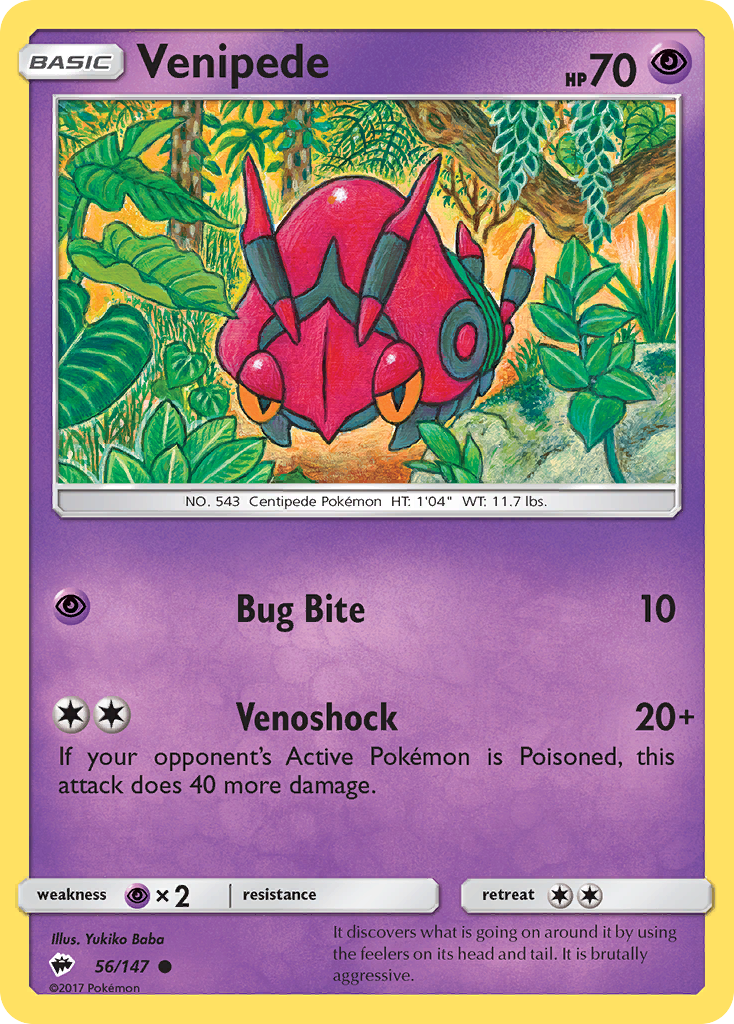 Venipede (56/147) [Sun & Moon: Burning Shadows] Reverse Holofoil