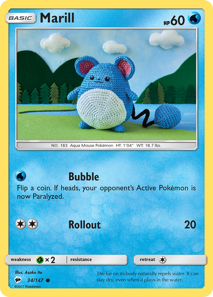 Marill (34/147) [Sun & Moon: Burning Shadows] Reverse Holofoil