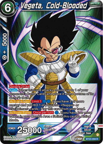 Vegeta, Cold-Blooded (BT23-059) [Perfect Combination] Parallel Foil