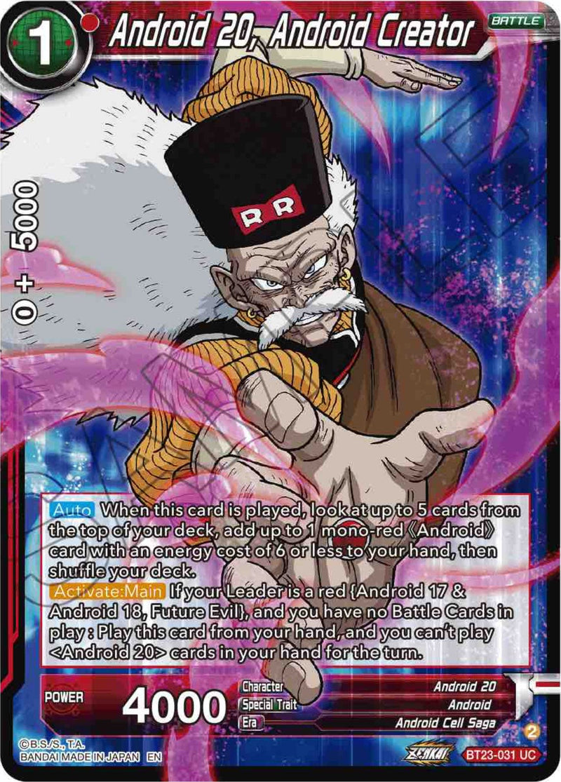 Android 20, Android Creator (BT23-031) [Perfect Combination] Parallel Foil