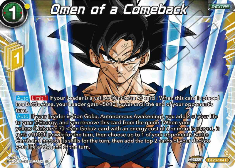 Omen of a Comeback (BT23-104) [Perfect Combination] Parallel Foil