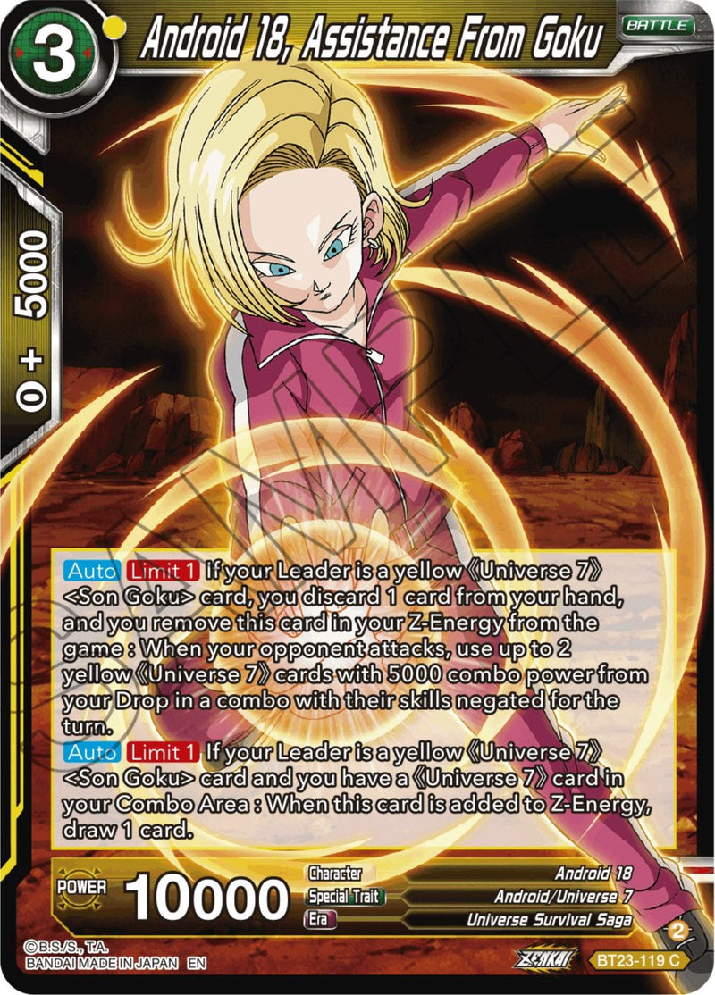 Android 18, Assistance From Goku (BT23-119) [Perfect Combination] Parallel Foil