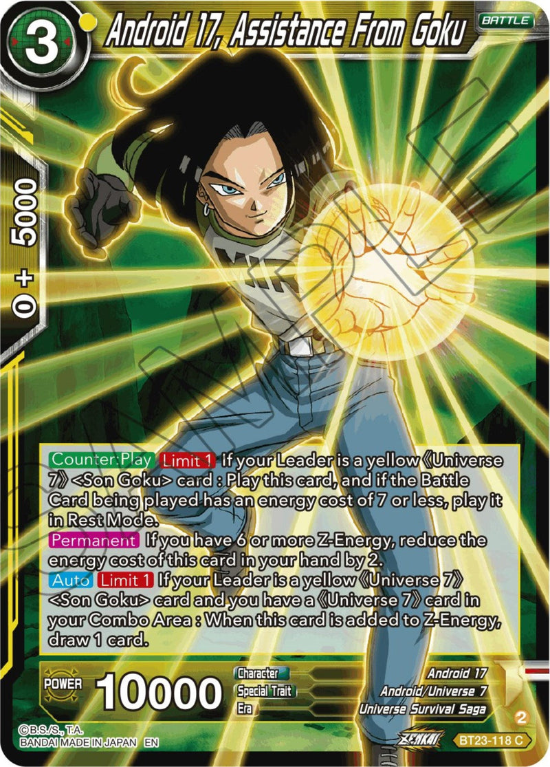 Android 17, Assistance From Goku (BT23-118) [Perfect Combination] Parallel Foil
