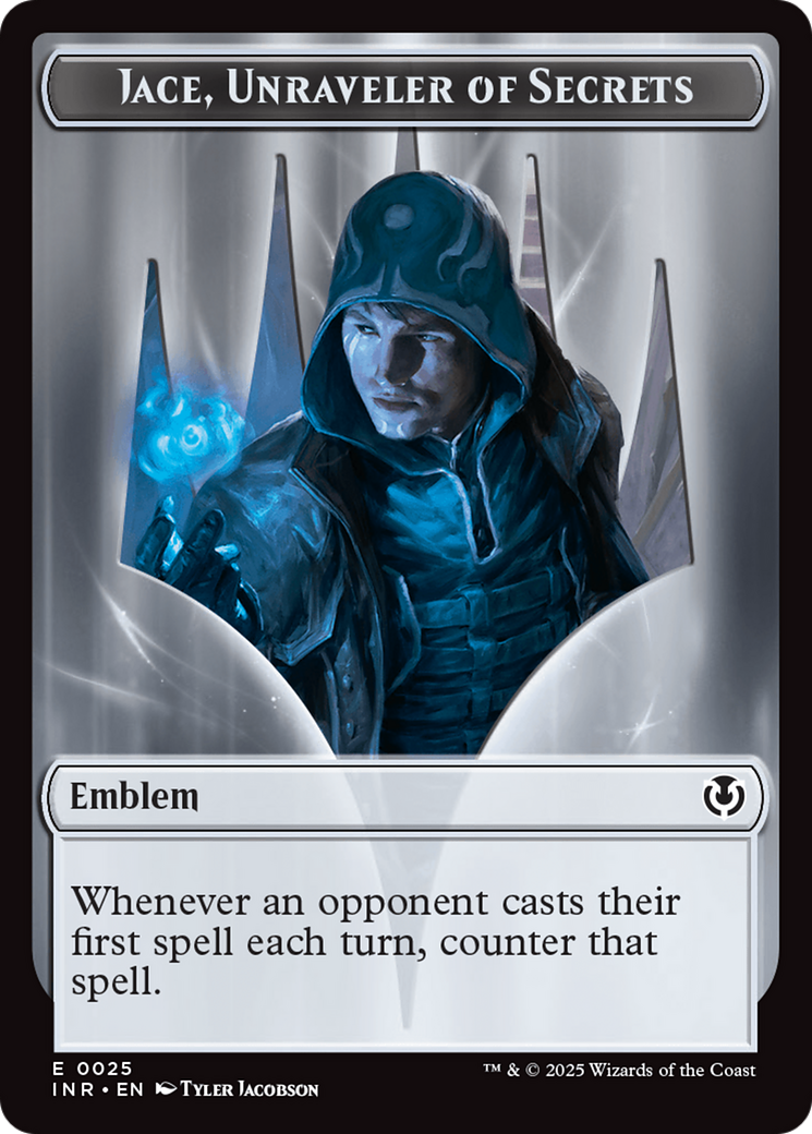 Human Wizard // Emblem - Jace, Unraveler of Secrets Double-Sided Token [Innistrad Remastered Tokens] Foil