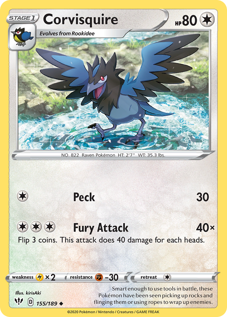 Corvisquire (155/189) [Sword & Shield: Darkness Ablaze] Reverse Holofoil