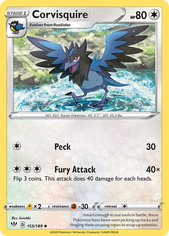 Corvisquire (155/189) [Sword & Shield: Darkness Ablaze] Reverse Holofoil