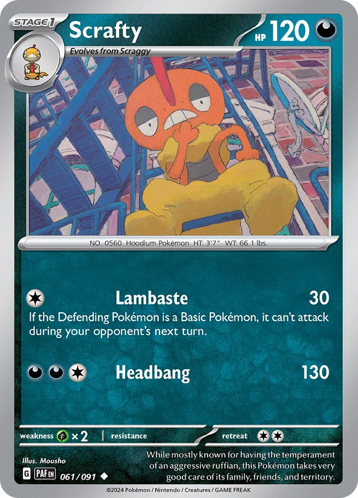 Scrafty (061/091) [Scarlet & Violet: Paldean Fates] Reverse Holofoil