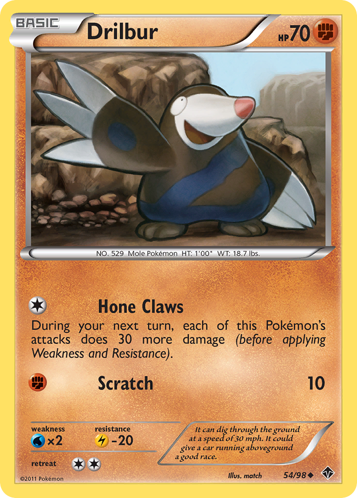 Drilbur (54/98) [Black & White: Emerging Powers] Reverse Holofoil