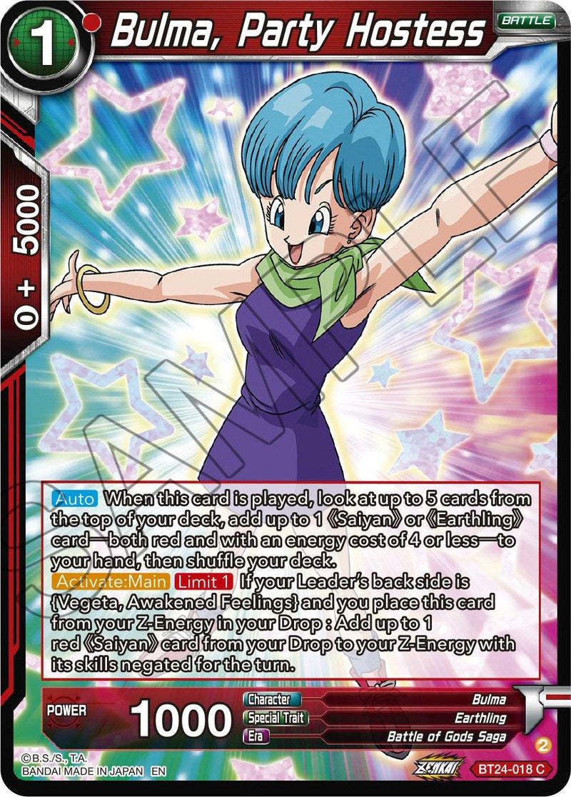Bulma, Party Hostess (BT24-018) [Beyond Generations] Parallel Foil