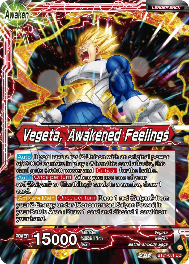Vegeta // Vegeta, Awakened Feelings (BT24-001) [Beyond Generations] Parallel Foil
