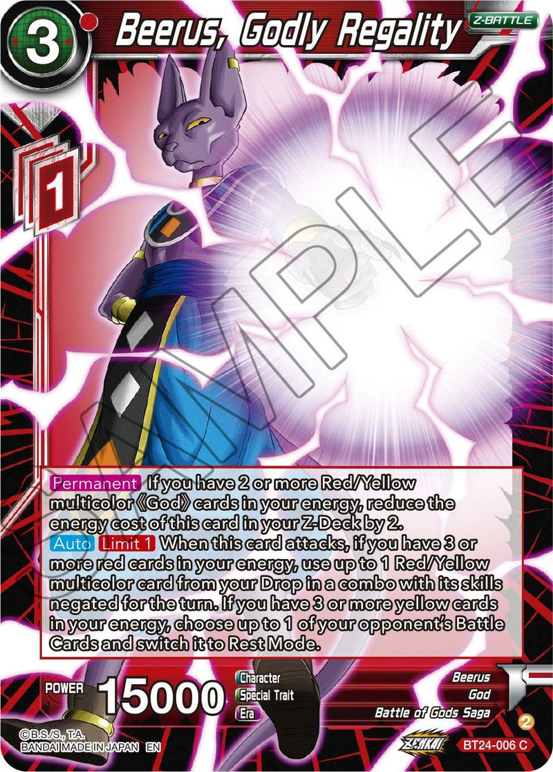 Beerus, Godly Regality (BT24-006) [Beyond Generations] Parallel Foil