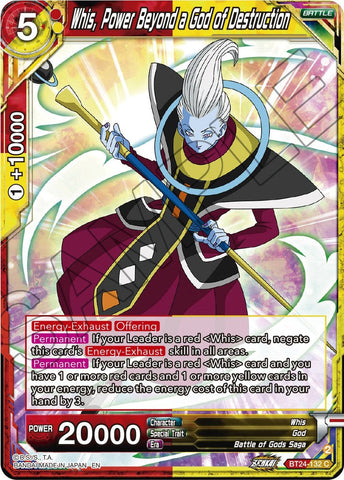 Whis, Power Beyond a God of Destruction (BT24-132) [Beyond Generations] Parallel Foil