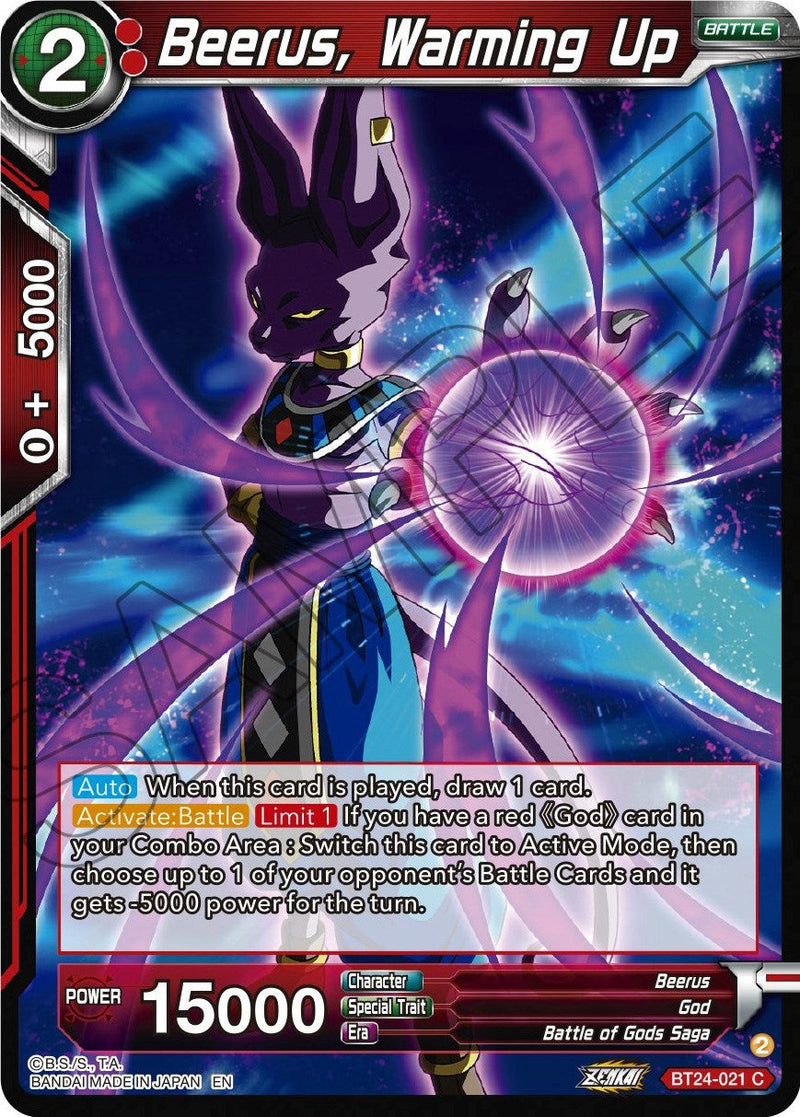 Beerus, Warming Up (BT24-021) [Beyond Generations] Parallel Foil