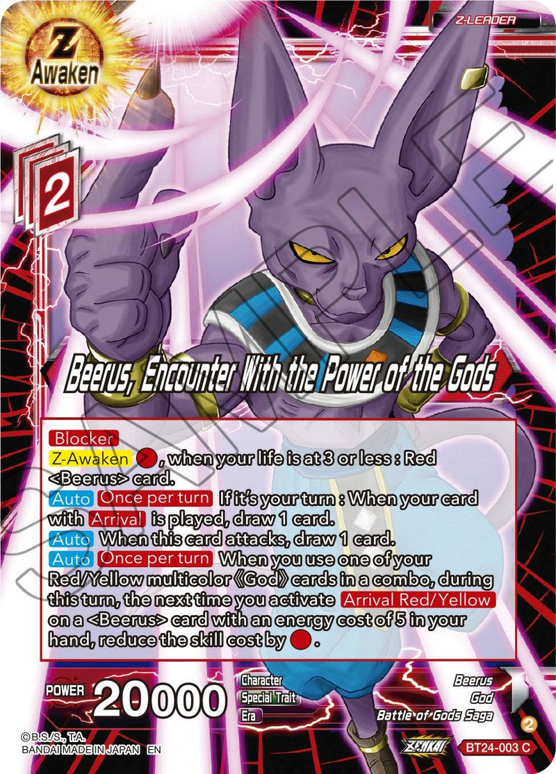Beerus, Encounter With the Power of the Gods (BT24-003) [Beyond Generations] Parallel Foil