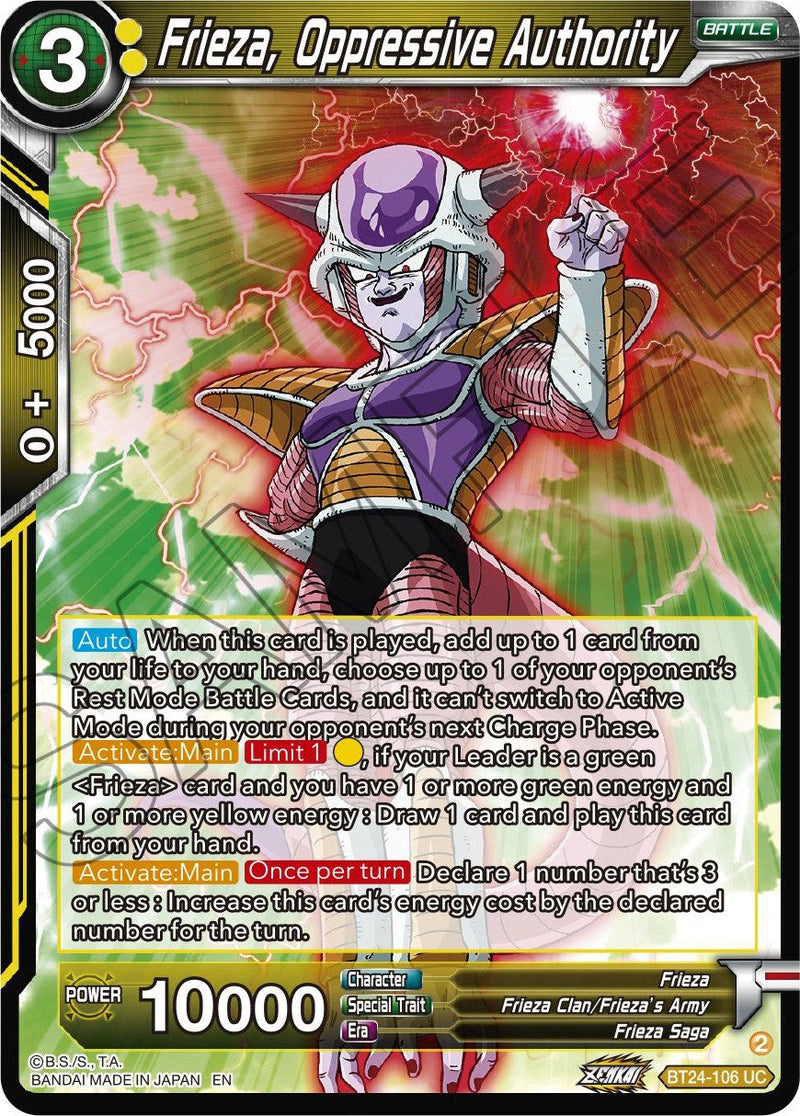 Frieza, Oppressive Authority (BT24-106) [Beyond Generations] Parallel Foil