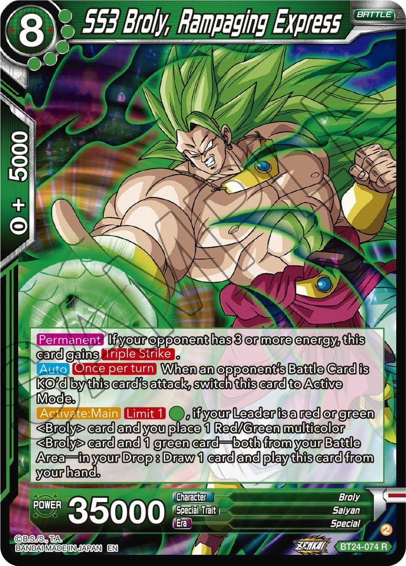 SS3 Broly, Rampaging Express (BT24-074) [Beyond Generations] Parallel Foil