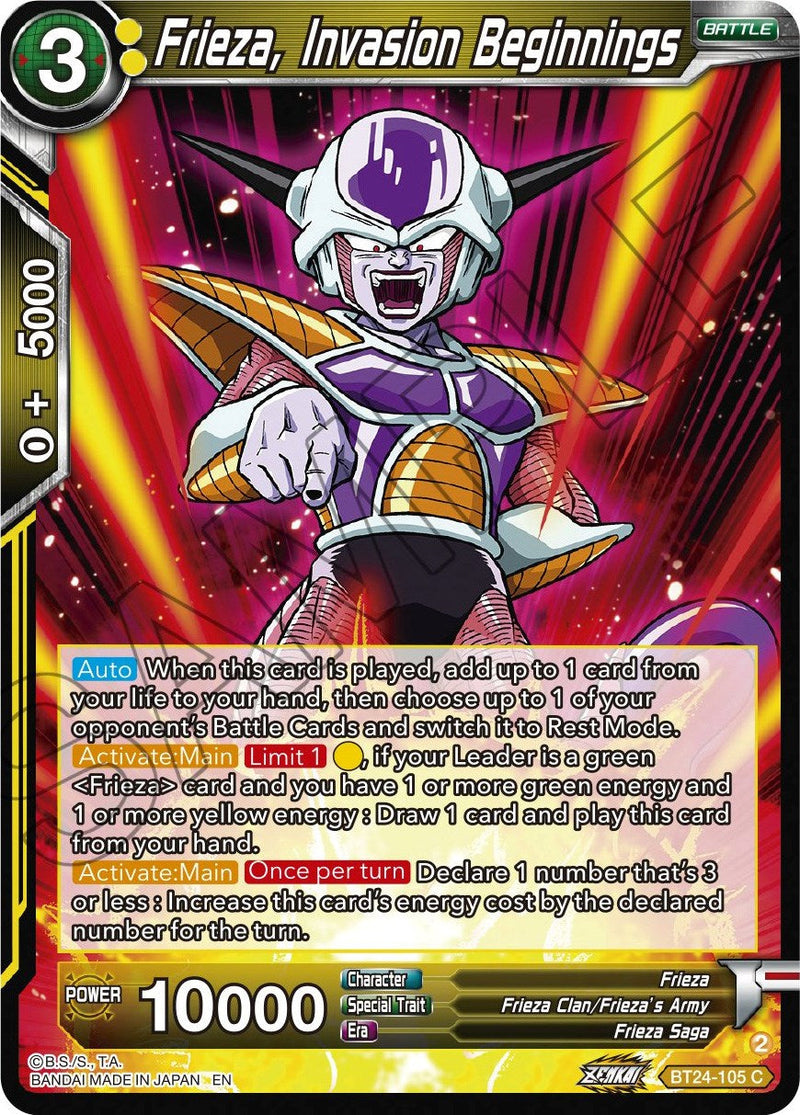Frieza, Invasion Beginnings (BT24-105) [Beyond Generations] Parallel Foil