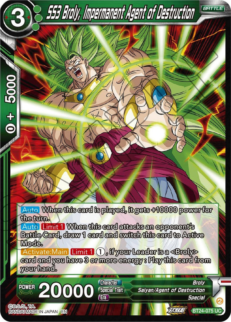 SS3 Broly, Impermanent Agent of Destruction (BT24-075) [Beyond Generations] Parallel Foil