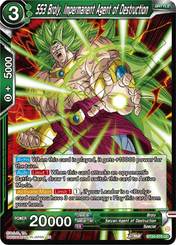 SS3 Broly, Impermanent Agent of Destruction (BT24-075) [Beyond Generations] Parallel Foil