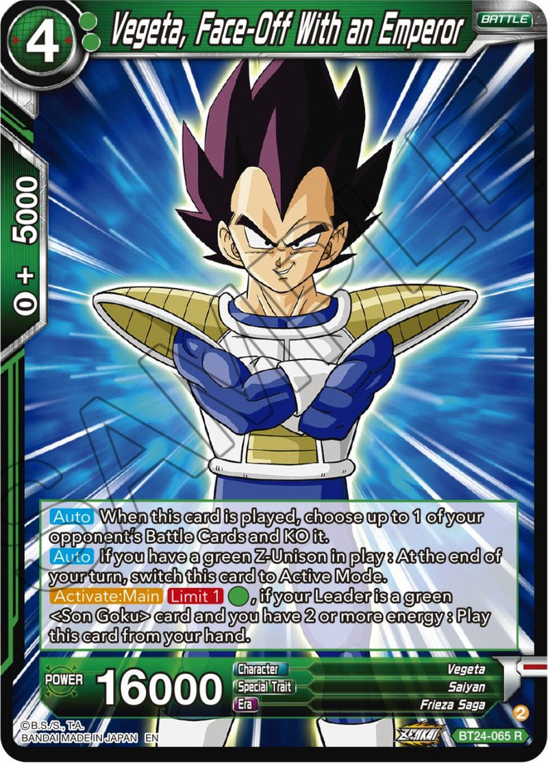 Vegeta, Face-Off With an Emperor (BT24-065) [Beyond Generations] Parallel Foil