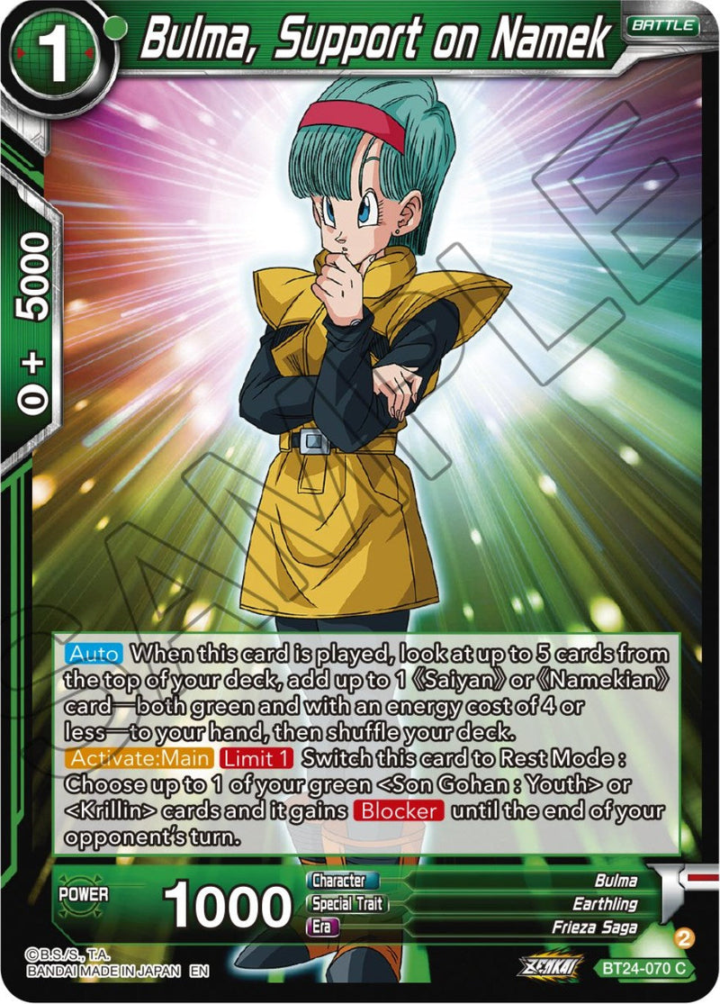 Bulma, Support on Namek (BT24-070) [Beyond Generations] Parallel Foil