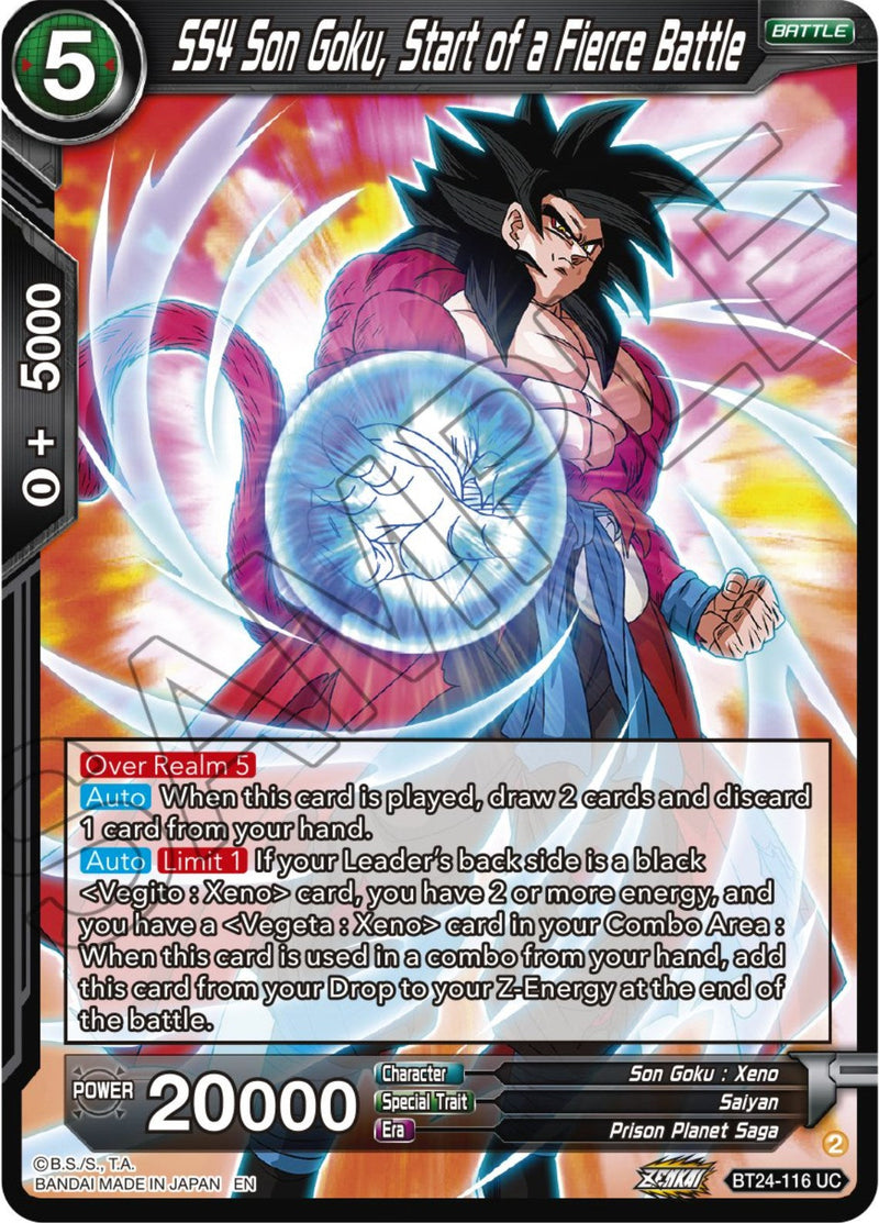 SS4 Son Goku, Starts of a Fierce Battle (BT24-116) [Beyond Generations] Parallel Foil