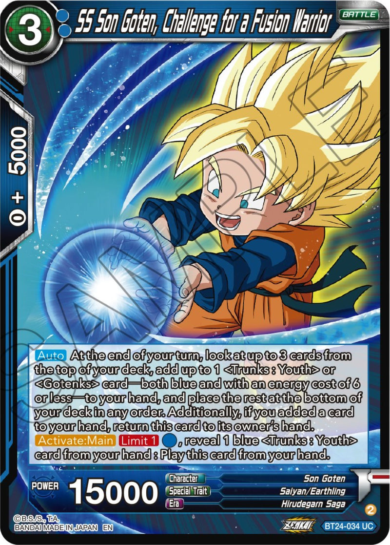 SS Son Goten, Challenge for a Fusion Warrior (BT24-034) [Beyond Generations] Parallel Foil