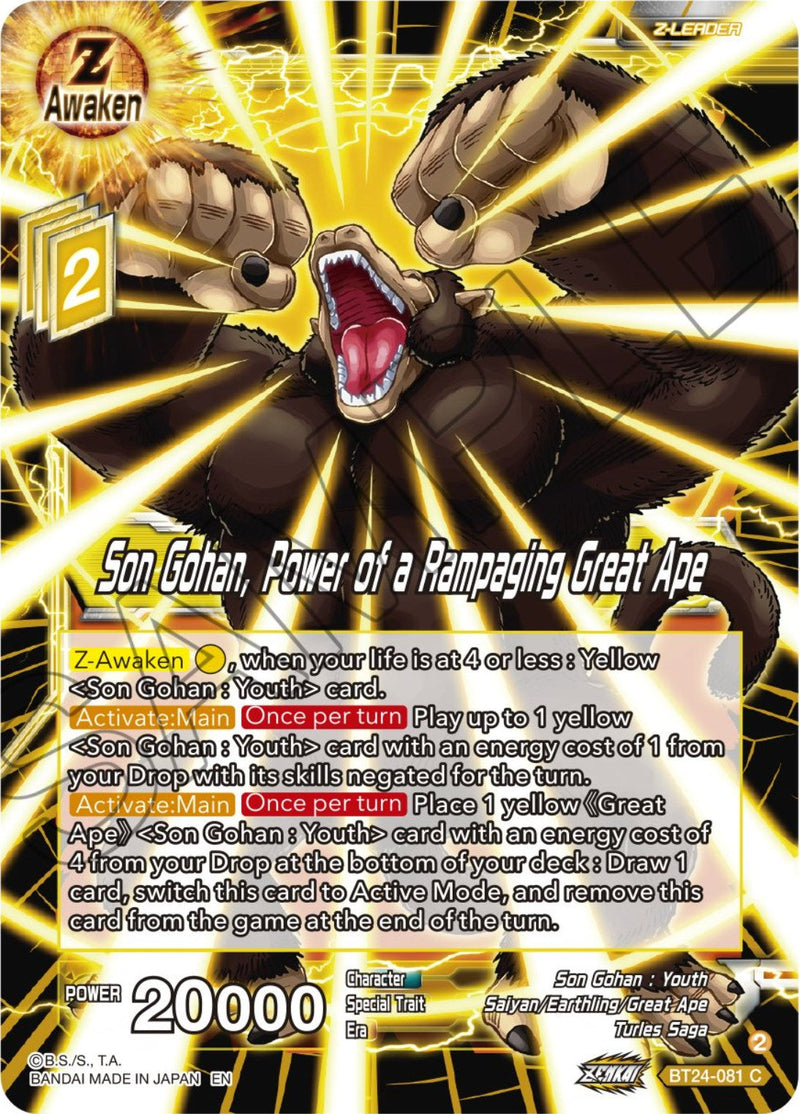 Son Gohan, Power of a Rampaging Great Ape (BT24-081) [Beyond Generations] Parallel Foil