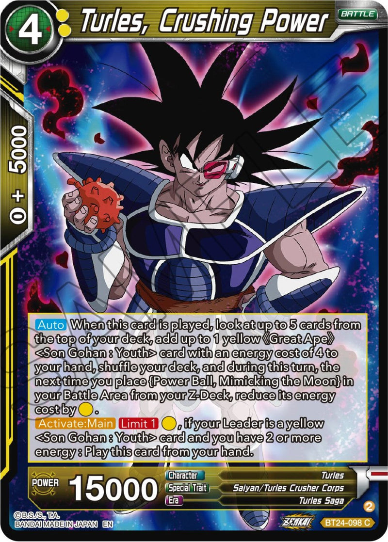 Turles, Crushing Power (BT24-098) [Beyond Generations] Parallel Foil