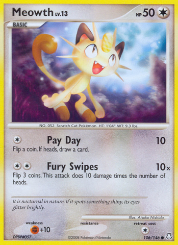 Meowth (106/146) [Diamond & Pearl: Legends Awakened] Reverse Holofoil
