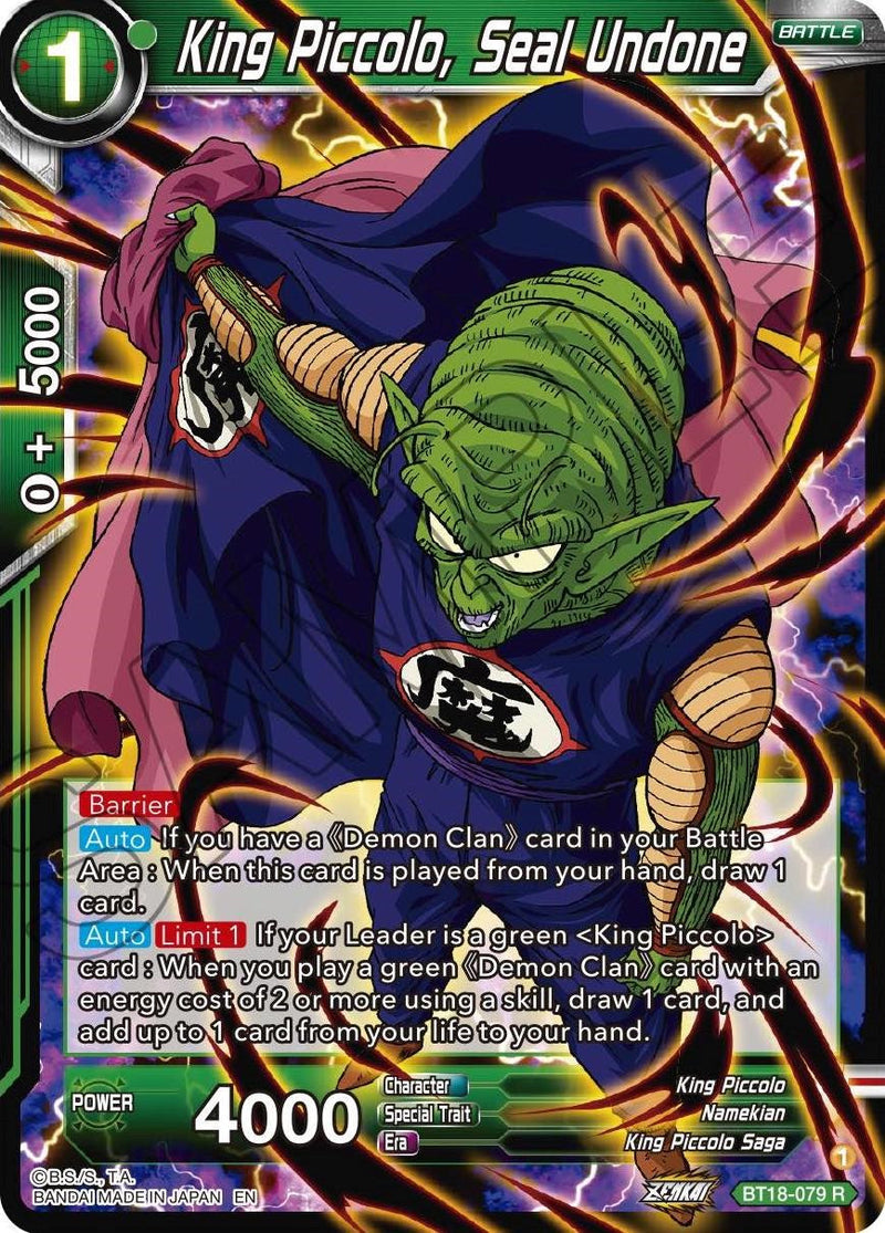 King Piccolo, Seal Undone (BT18-079) [Dawn of the Z-Legends] Parallel Foil